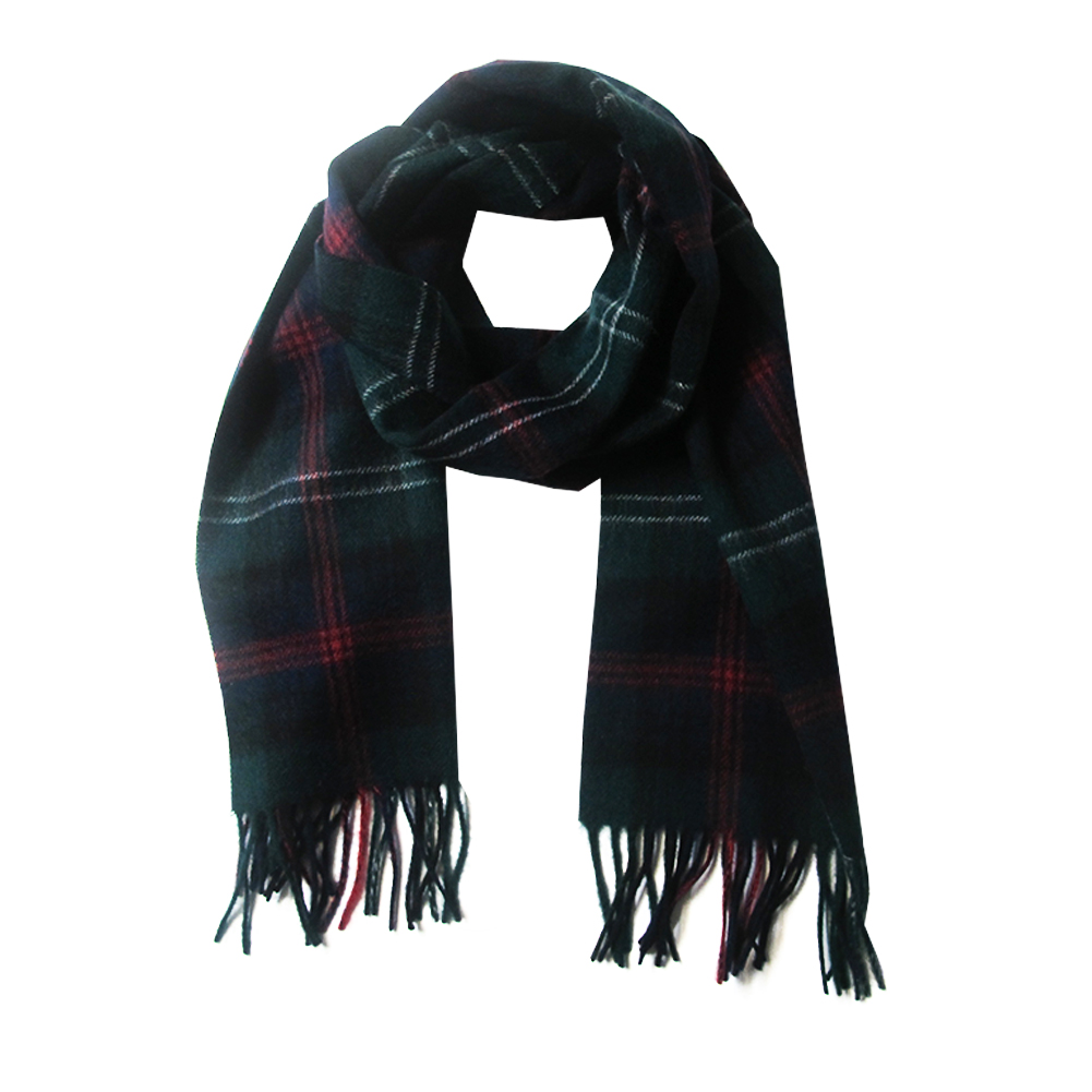 Unisex Lona Scott Lambswool Tasseled Tartan Scarf 64 x 12 Inches (164